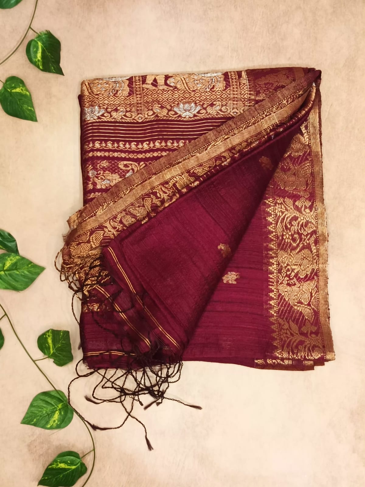 Pure Matka Silk Saree - Deep Maroon