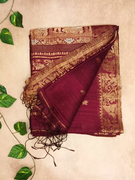 Pure Matka Silk Saree - Deep Maroon