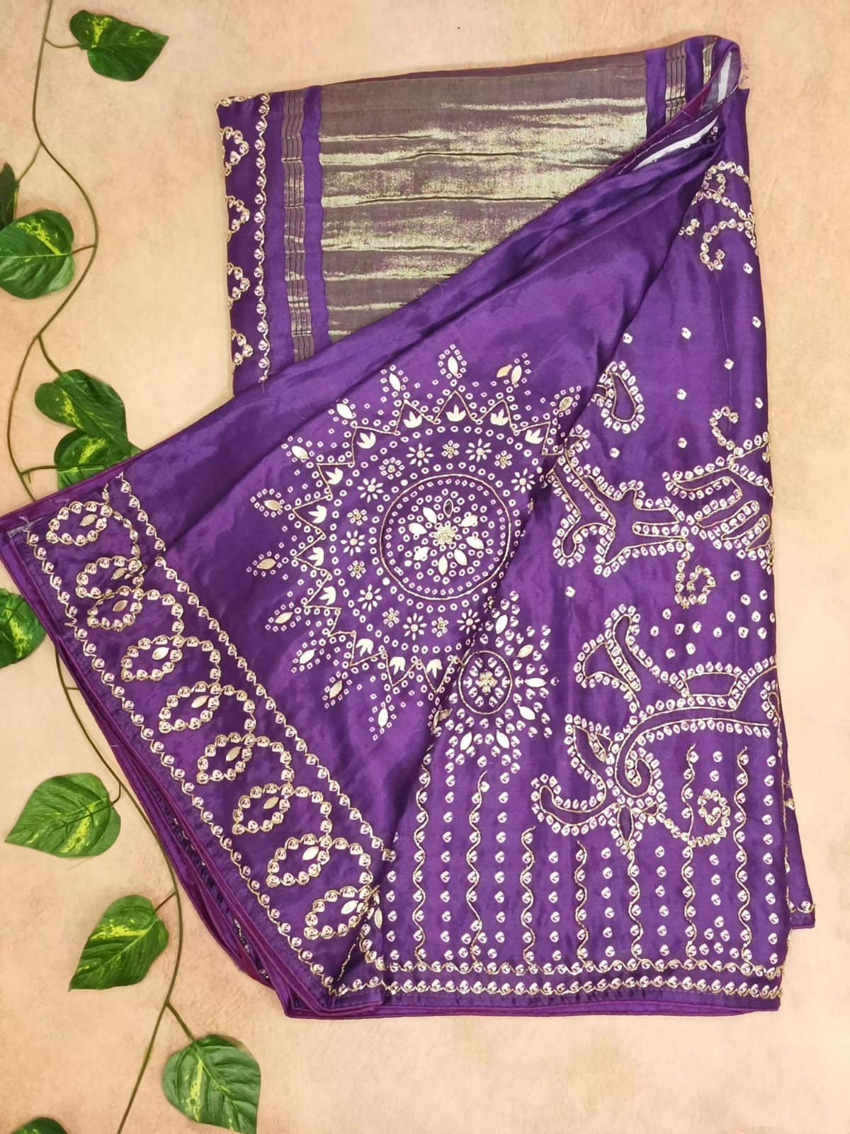 Pure Modal  Handwork Bandhini Dye Saree