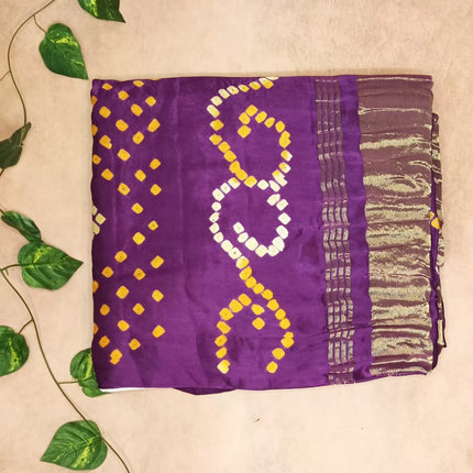 Pure Modal Silk Bandhini Dye Saree - Purple