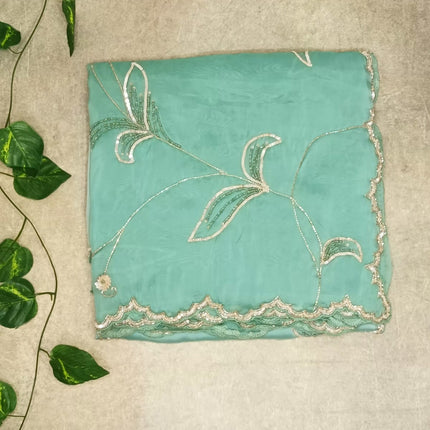 Pure Organza Saree  - Pastel Sea Green