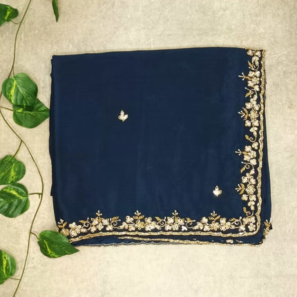 Pure Chinon Saree with Handwork