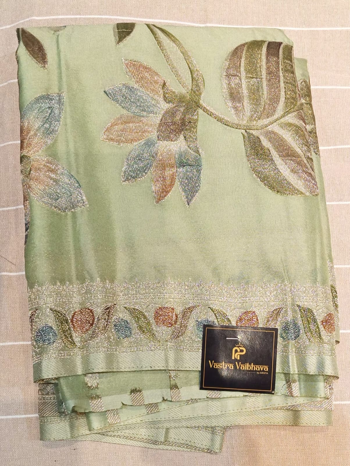 Pastel Green Floral Georgette Saree