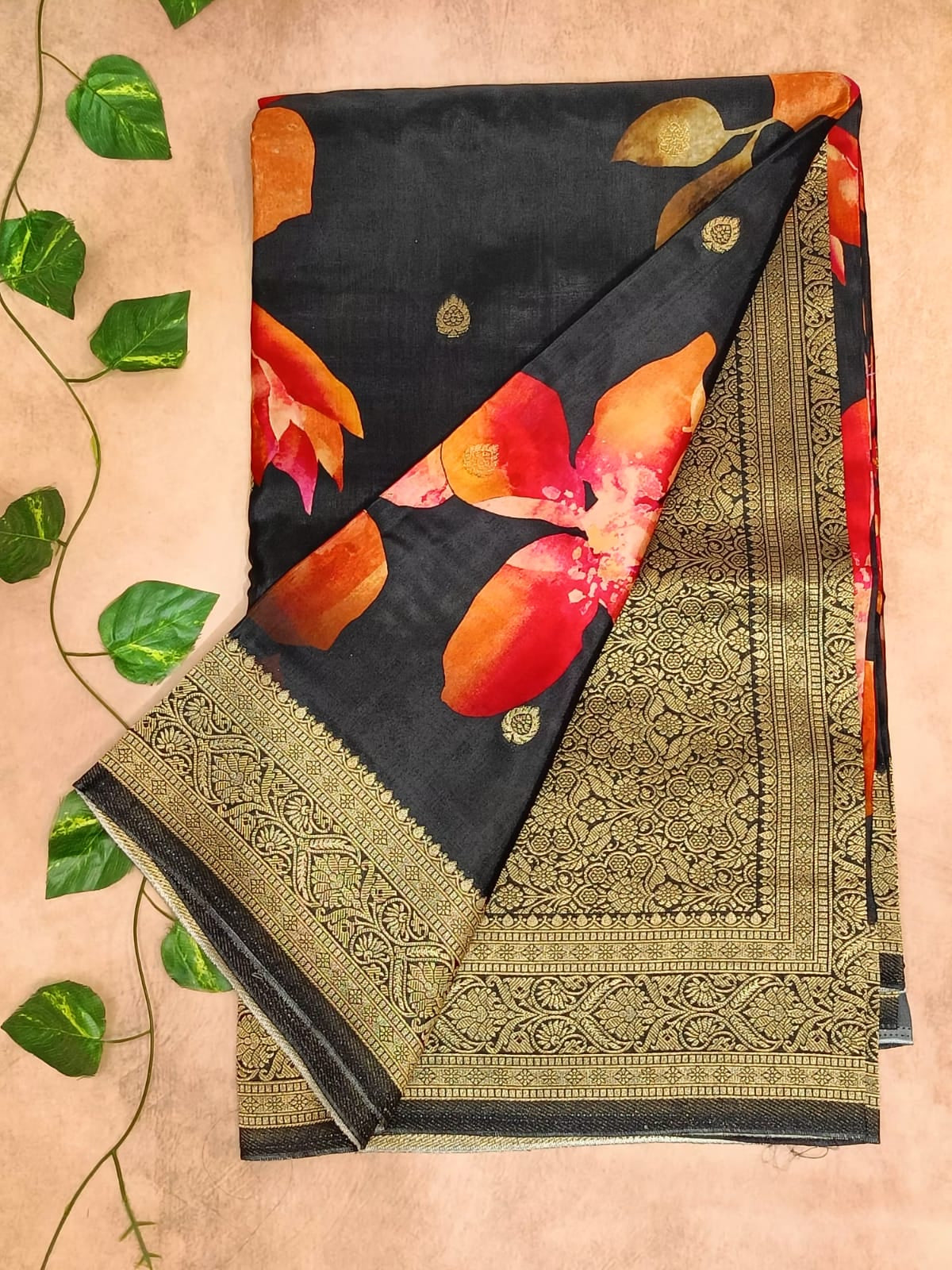 Pure Dola Organza Saree – Digital Floral Elegance
