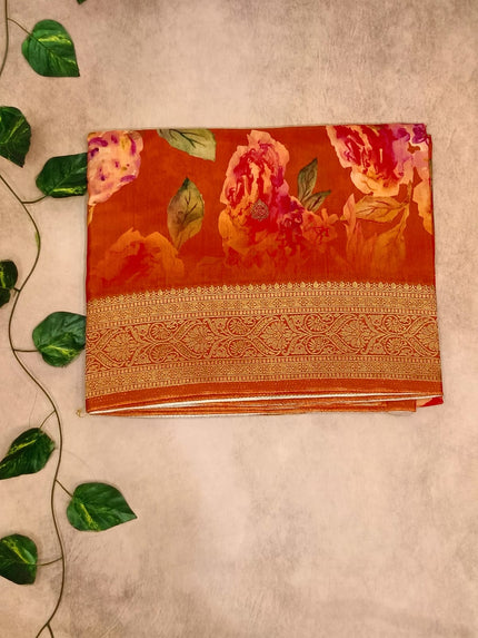 Pure Dola Organza Saree – Digital Floral Elegance