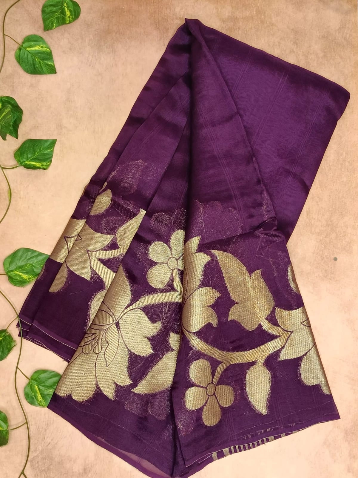 Pure Kora Saree – Elegant Floral Weave Collection