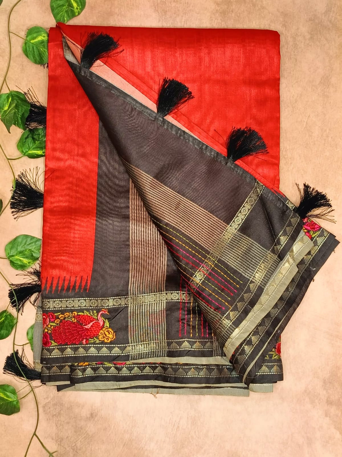 Tussar Fancy Embroidery Border Saree – Elegant Festive Collection