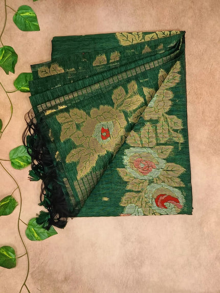 Pure Linen Jamdani weaving Saree