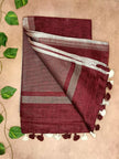 Pure Linen Saree – Minimal Diamond Weave Collection