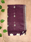 Pure Linen Saree – Minimal Diamond Weave Collection