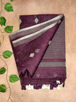 Pure Linen Saree – Minimal Diamond Weave Collection