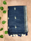 Pure Linen Saree – Minimal Diamond Weave Collection