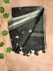 Pure Linen Saree – Minimal Diamond Weave Collection