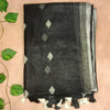 Pure Linen Saree – Minimal Diamond Weave Collection