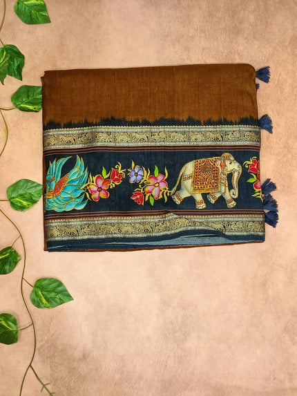 Viscose Tussar Saree – Designer Narrative Border