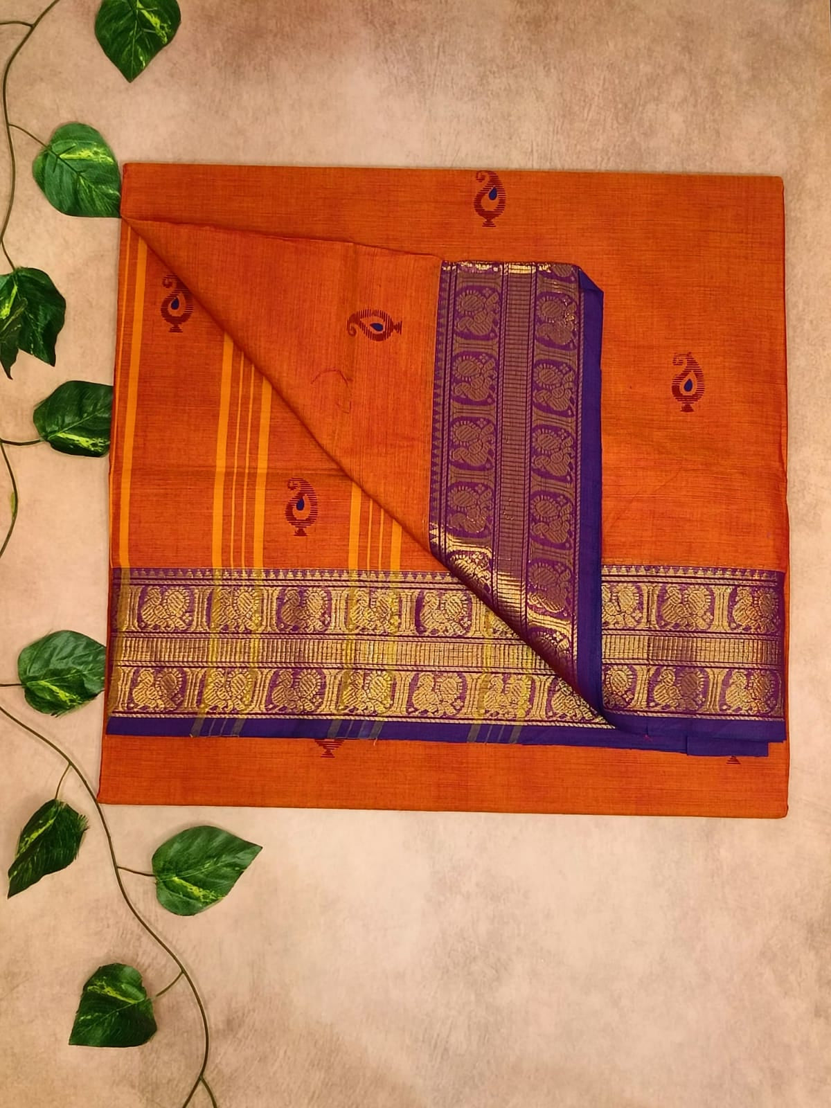 Premium Cotton Saree – Traditional Butta Collection