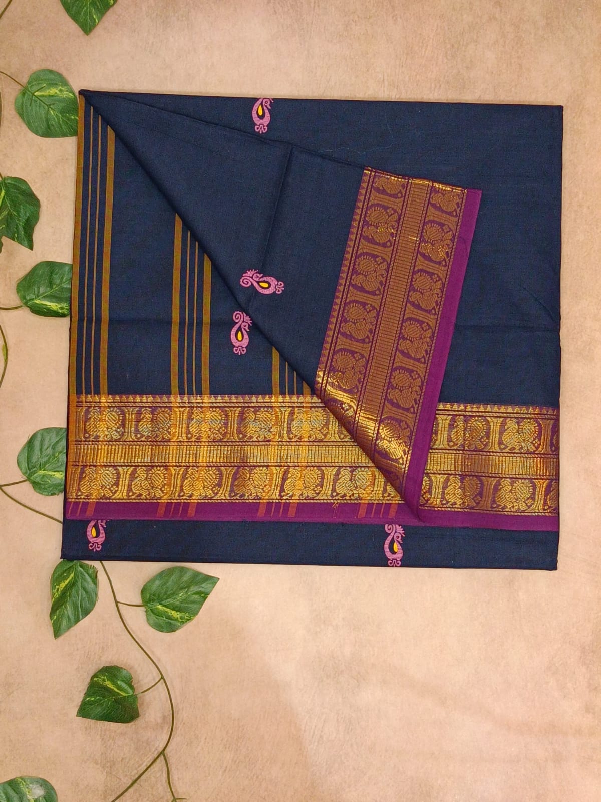 Premium Cotton Saree – Traditional Butta Collection