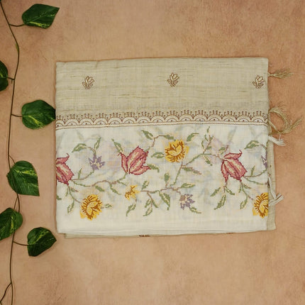 Cotton Petit Point Work Saree – Subtle & Classy Elegance