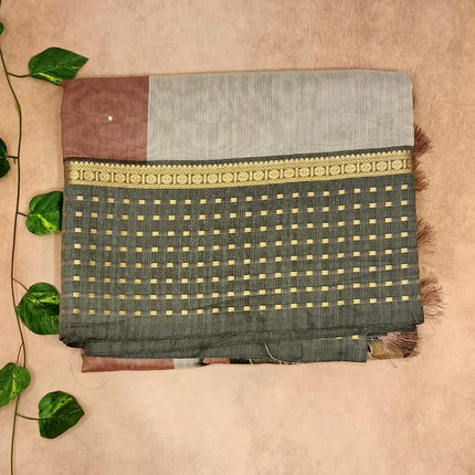 Semi Kota Cotton Saree – Elegant Checks with Modern Twist