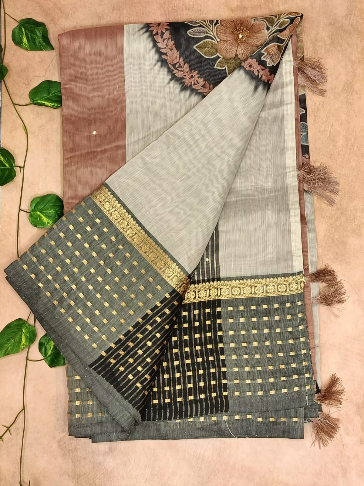 Semi Kota Cotton Saree – Elegant Checks with Modern Twist