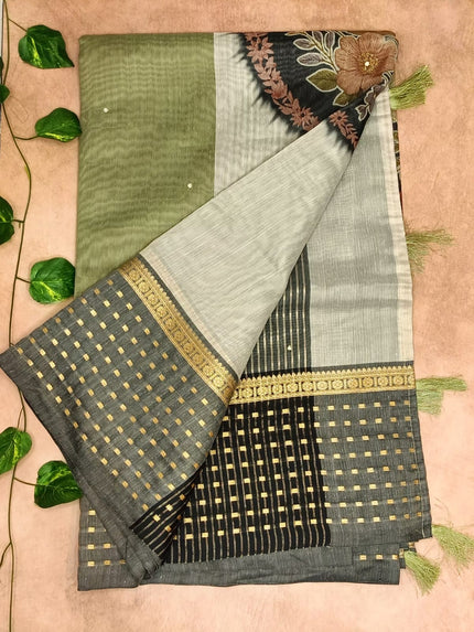 Semi Kota Cotton Saree – Elegant Checks with Modern Twist