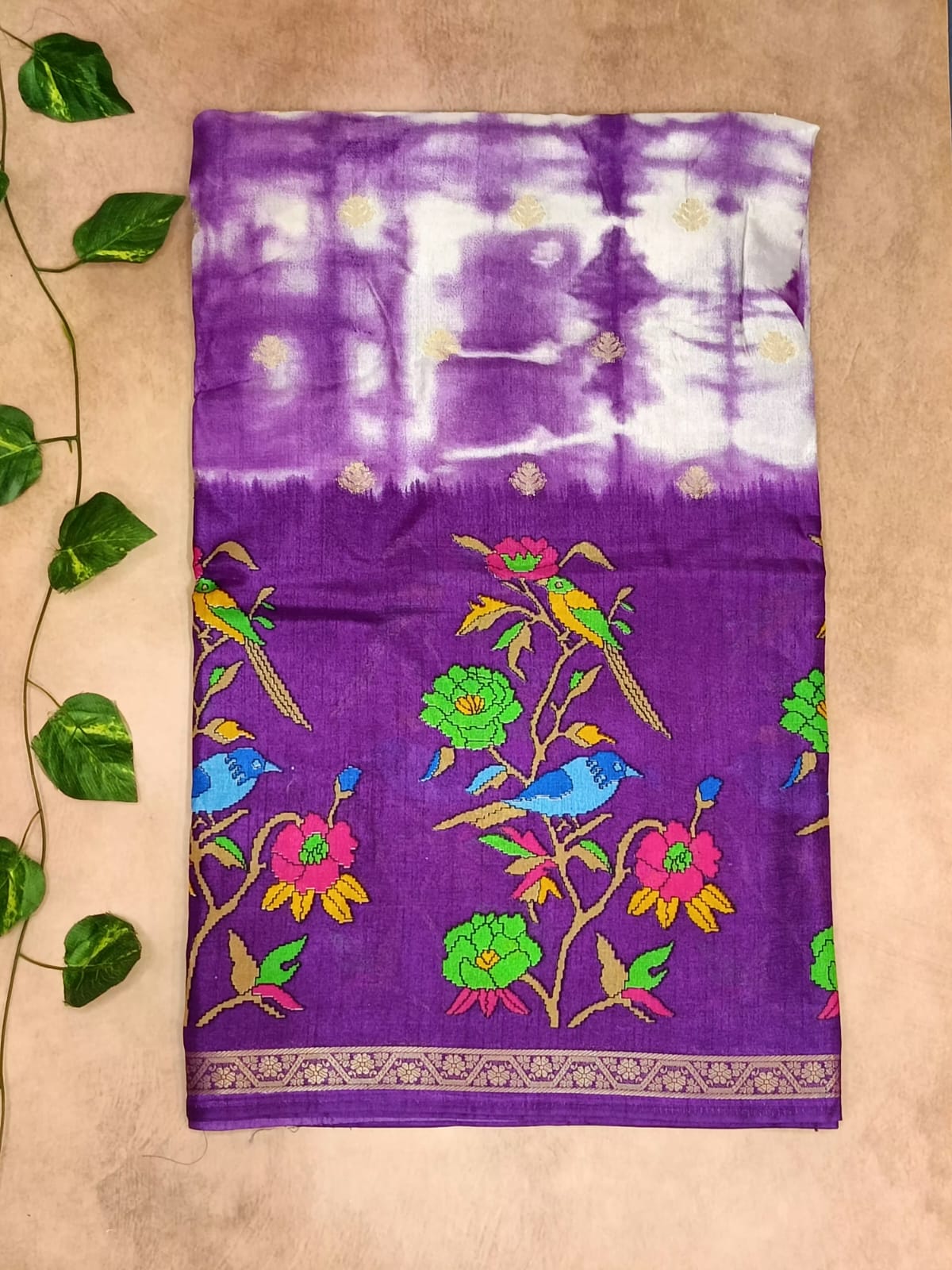 Elegant Purple Semi Dola Digital Printed Saree