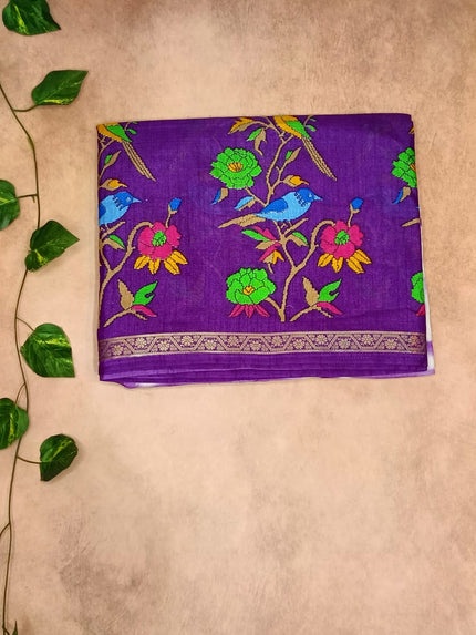 Elegant Purple Semi Dola Digital Printed Saree
