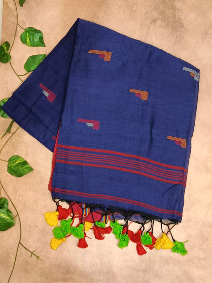Soft Cotton Saree with Minimal Motifs & Tassels
