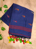Soft Cotton Saree with Minimal Motifs & Tassels