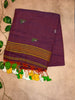 Soft Cotton Saree with Minimal Motifs & Tassels