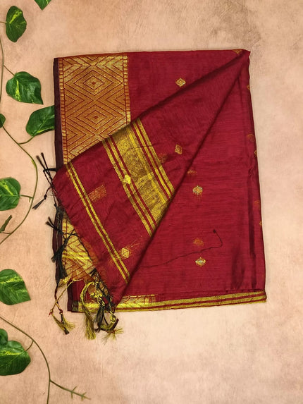 Elegant Maheshwari Cotton Saree with Zari Border