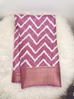 Mul Cotton Saree with Zig-Zag Print & Rich Border