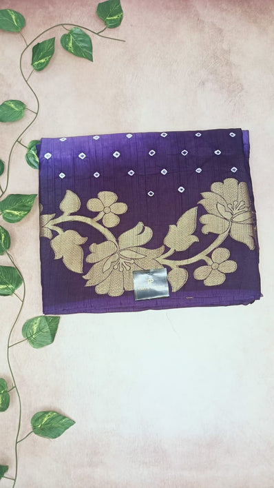 Tussar Silk Bandhani Dye Saree HALF & HALF