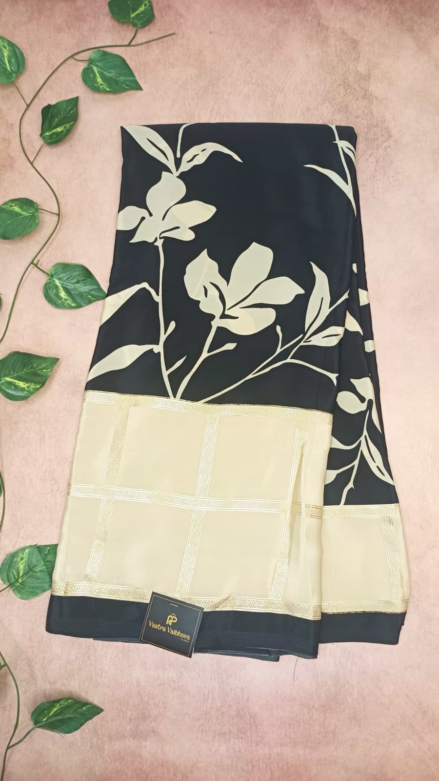 Satin Crepe Floral Saree