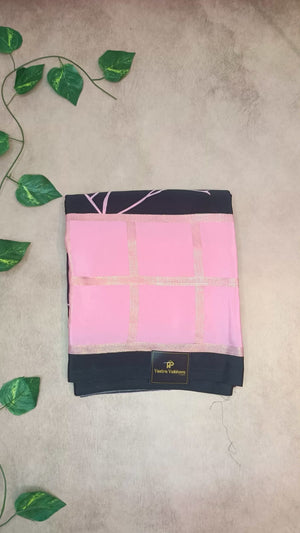 Satin Crepe Floral Saree