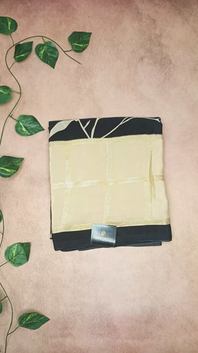 Satin Crepe Floral Saree