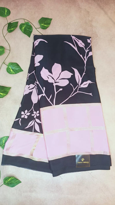 Satin Crepe Floral Saree