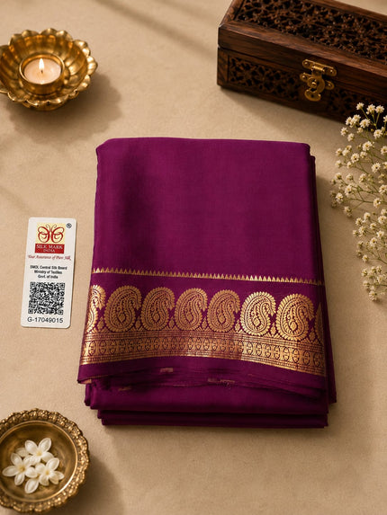 Pure Crepe Mysore Silk Saree – Wine