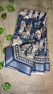 Linen Indigo Printed Saree