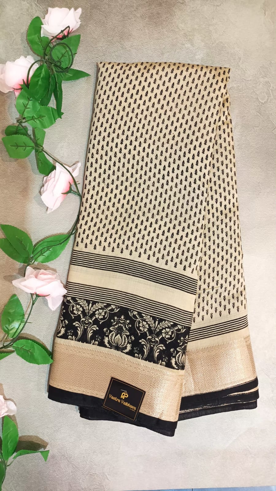 Binny Crepe Silk Saree- Cream