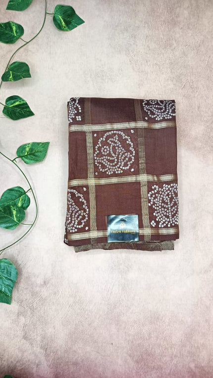 Semi Modal Silk Bandhini Print Saree