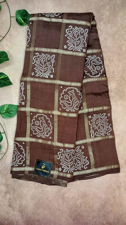 Semi Modal Silk Bandhini Print Saree