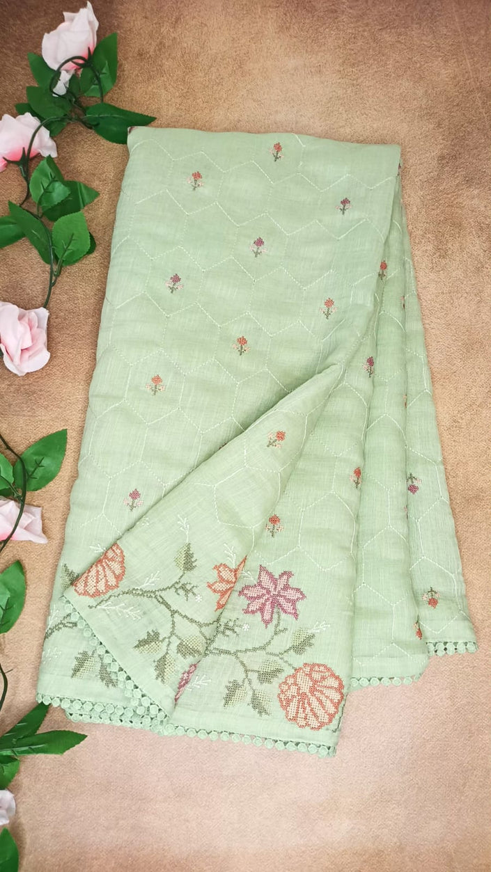 Cotton Embroidery Saree
