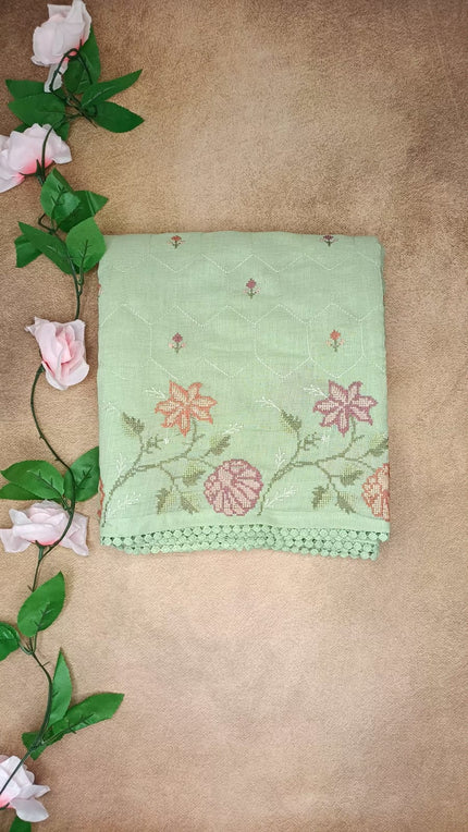 Cotton Embroidery Saree