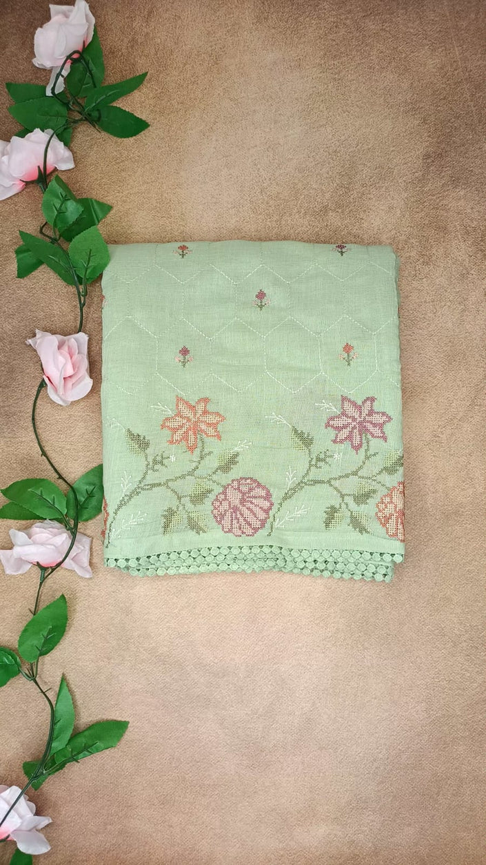 Cotton Embroidery Saree