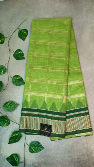 Semi Silk Cotton Checks Saree