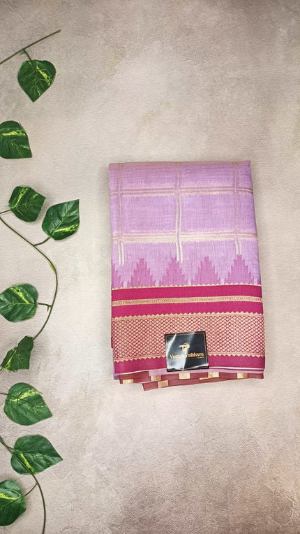 Semi Silk Cotton Checks Saree