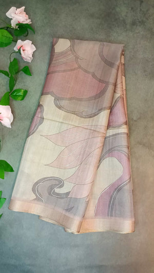 Tussar Silk Digital Print Saree