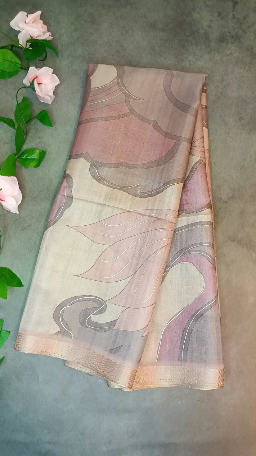 Tussar Silk Digital Print Saree