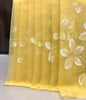 Yellow Organza Saree with White Floral Embroidery